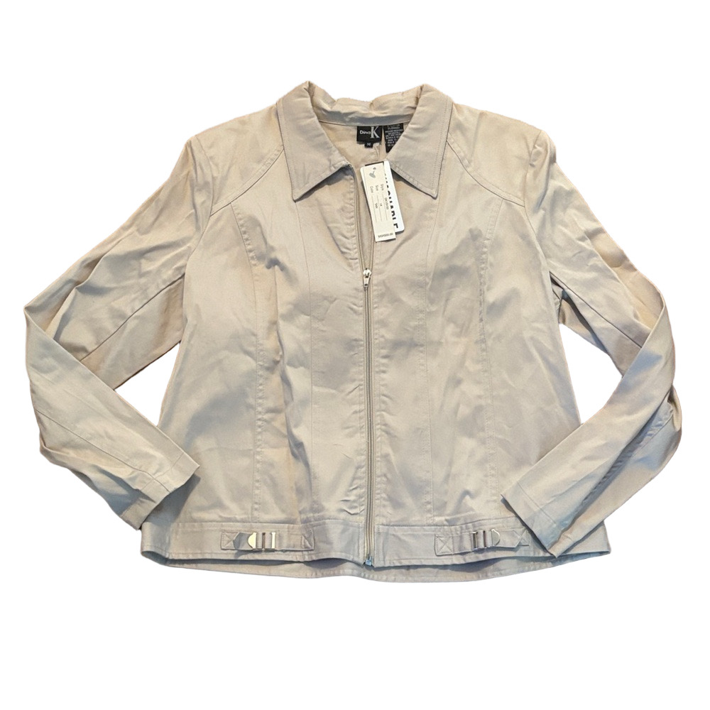 NWT Dina K Zip Front Lightweight Jacket Tan 14